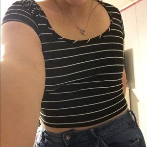 black and white cropped top